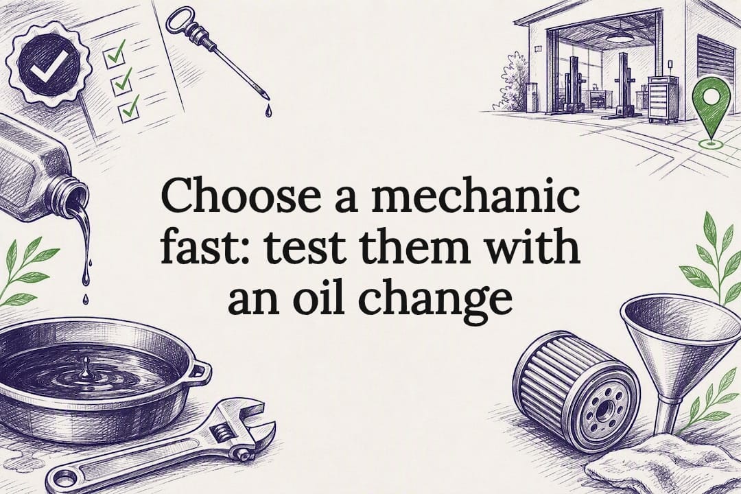 Choose a mechanic fast, test them with an oil change