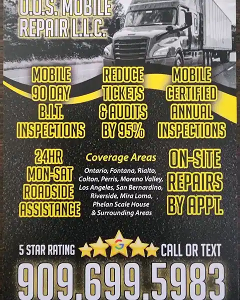 O.O.S Mobile diesel Truck Repair and emergency roadside assistance in Rialto