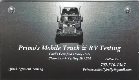 Primo's Mobile Truck & RV Clean Truck Testing in American Canyon